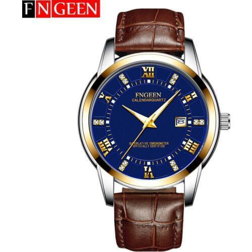 Mens Watch 2019 New Business Casual Waterproof Calendar Analogue Quartz Watches Relogio Masculino Genuine Leather Watch For Men