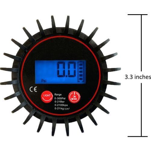 Uharbour Digital Gas Pressure Gauge with 1/8'' NPT Back Connector and Rubber Protector, 0-300psi, Accuracy 1% .F.S
