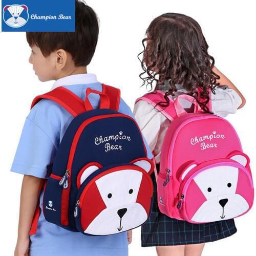 Kids Bag Toddler Anti Lost Backpack Baby Boy Girl Neoprene Cute Bear Character Preschool Bag Infant Travel Infantry Pack 1-6Y