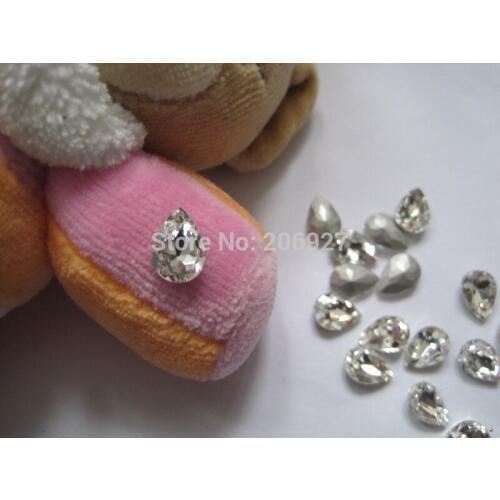 CG-04 5pcs Cute 7x10mm Glass Point-back Water Drop Crystal Gem Decoration Nail Art Decorations