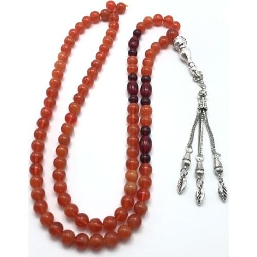 JunKang Seed Pendant Metal Tassel Prayer Beads Bracelet Rosary Necklace Men and Women Fashion Jewelry Muslim Islam Religion