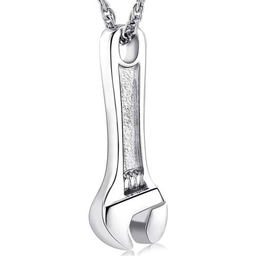 K001 Cremation Jewelry for Ashes Stainless Steel Wrench Hammer Urn Pendant Keepsake Memorial Necklace for Human Ashes Holder