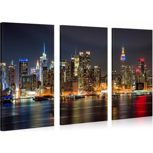 3 pieces framed Wall Art Picture Gift Home Decoration Canvas Print painting Beautiful city at night wholesale/12Y-47