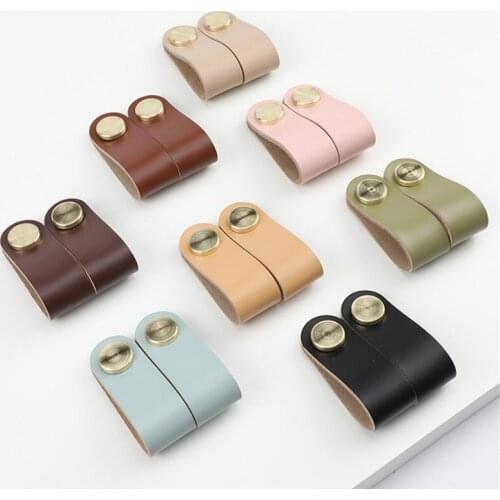 KK&FING Nordic 8 Colors Leather Drawer Handles and Knobs Cabinet Handles Wardrobe Cupboard Door Pulls Furniture Door Hardware
