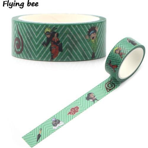 Flyingbee 15mmX5m Paper Washi Tape Anime Adhesive Tape DIY Scrapbooking Sticker Cool Label Masking Tape X0326