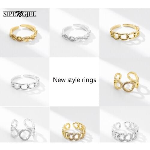 Fashion Simple Chain Shape Rings Open Adjustable Circle Finger Vintage Rings For Women Wedding Party Jewelry 2021
