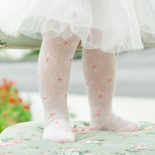 Summer Mesh Baby Girl Tights Cute Daisy Embroidery Kids Stockings Soft Thin Breathable Infant Baby Pantyhose