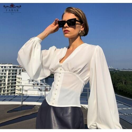 LINGAO Blouses With Sleeves