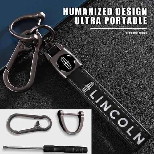 Metal Key Ring Car KeyChain With Auto Logo Steel Buckle Anti-Lost Accessories For Lincoln MKZ MKX Aviator Navigator Continental
