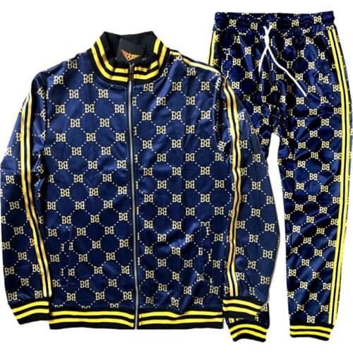 Men Tracksuit Mens set Fashion Jacket 2-piece set Sets Colorful Plaid Men Casual Zipper Set Autumn Tracksuit Set Male Sweatshirt