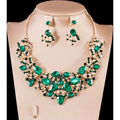 LAN PALACE dubai jewery set for engagement necklace and earrings six colors free shipping