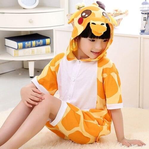 New Kigurumi Onesie Adult Women Animal Pajamas Short Sleeve Cotton Sleepwear Onepiece Summer Pijama Cosplay
