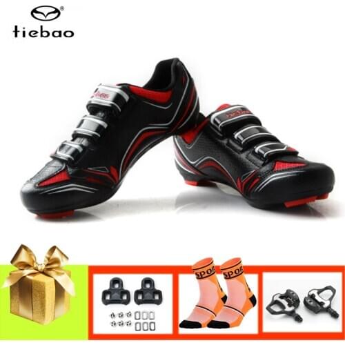 TIEBAO Cycling shoes road sapatilha ciclismo outdoor sneakers mesh breathable self-locking pedals riding bicycle cleats shoes