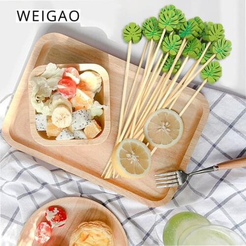100 Pcs Disposable Bamboo Picks Food Tropical Fruit Cocktail Sticks Toothpicks Wedding Decoration Hawaii Birthday Party Supplies
