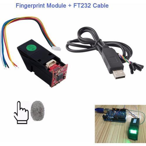 Optical Fingerprint Reader Sensor Module Green Light + USB to TTL Serial Cable Adapter FTDI Chipset FT232 USB Cable TTL FZ1035G