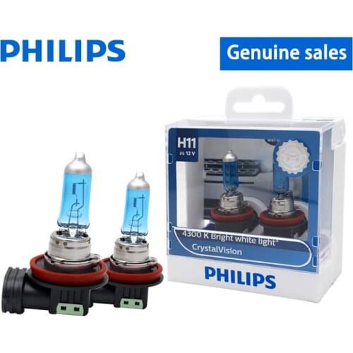 Philips H11 4300K 55W Halogen Headlight Fog Lights H3 H4 H1 Bright White Light HB3 HB4 9005 9006 12V Crystal Vision Car Bulbs