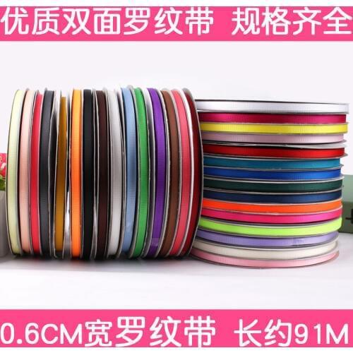 6mm rib belt DIY bow ribbon threaded hair headdress with packing baking ribbon 0.6cm