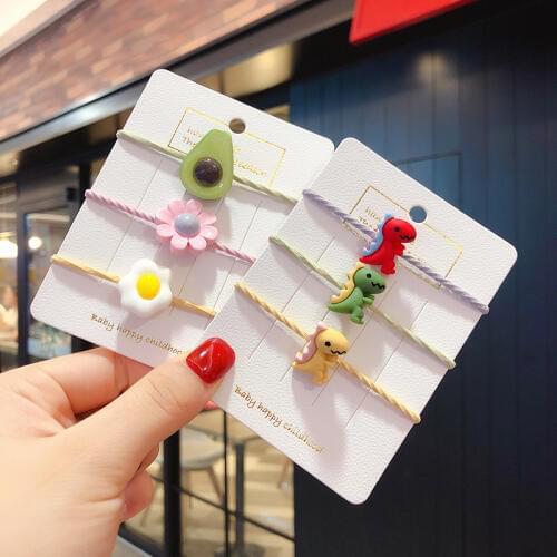 3Pcs/Set Baby Cute Cartoon Fresh Fruit Flower 3cm Scrunchies Rubber Bands Girls Lovely Hair Bands Headwear Kids Hair Accessories
