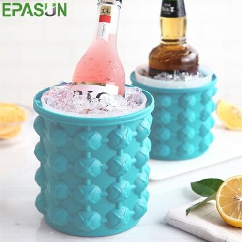 Silicone Ice Bucket 2 in 1 Round Ice Cube Frozen Cooler Beer Cabinet Ice Cube Maker Trays Mold Beer Wine for Whiskey Cocktail