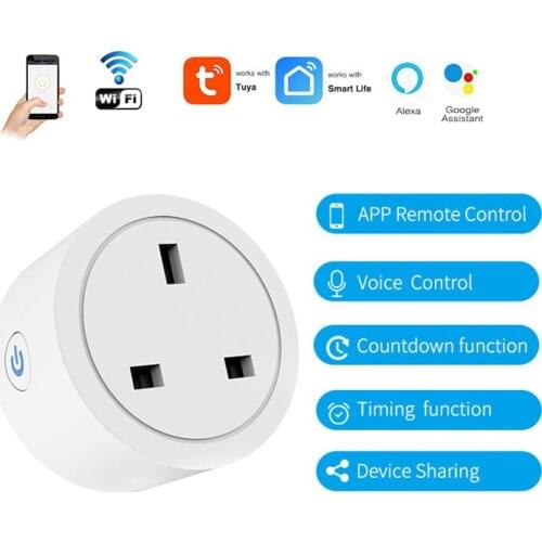 16A Tuya WiFi Smart Plug UK Socket Power Monitor Voice Control Timing Function Wireless Control Works For Alexa Google Assistant