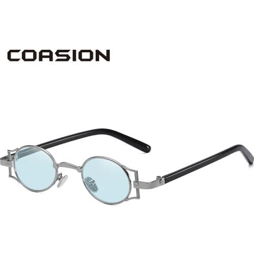 COASION Retro Small Round Gothic Steampunk Sunglasses Men Women Metal Frame Punk Sung Glasses for Women UV400 2020 CA1583