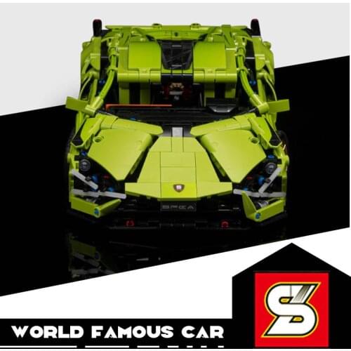 SY Super Sport Car 1/14 Bricks Model DIY Blocks Toys For Boys Racing Green Calf Famous Cars Kids Gift Vehicle Speed Racers