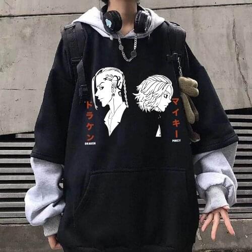 Anime Tokyo Revengers Mikey Draken Hoodies Harajuku Casual Streetwear Graphic Sweatshirts Unisex Hoodies