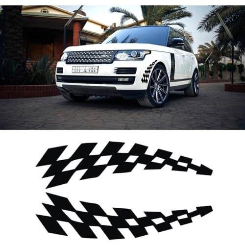 2PCS Universal Racing Stickers Vehicle Car Decals Wheel Eyebrow Checkered Flags Safety Reflector Vinyl Stickers Prevention Decor
