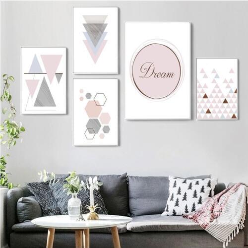 Nordic Style Vintage Geometric Canvas Wall Art Print Poster Marble Wall Pictures for Home Decoration Wall Decor