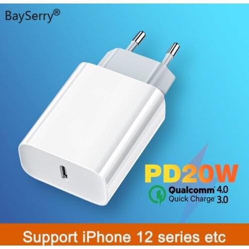 BaySerry USB Charger 20W Quick Charge 4.0 3.0 USB Type C Fast PD Charger Adapter For iPhone 12 Pro Max 11 Xiaomi Mobile Phone EU
