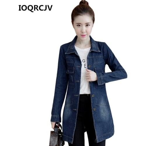2019 Autumn Winter Plus Size 5XL Denim Jacket Women Basic Jacket Loose Casual Blue Jeans Coat Vintage Female Outerwear Top R214