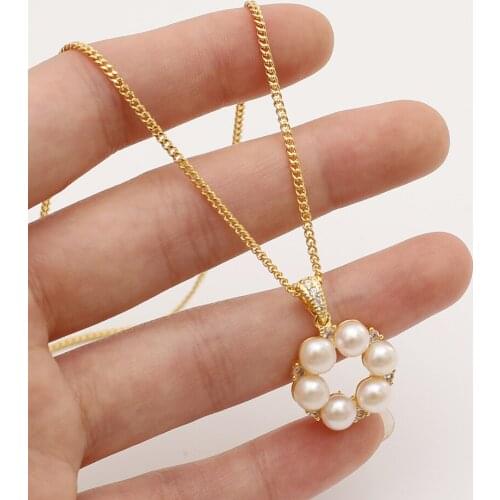 Imitation Baroque Pearls Choker Round Necklace W/14K Gold Real Brass Chain for Women Lady Party Wedding Jewellery 2021 Gift