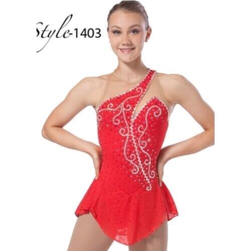 Women Red Color Figure Skating Competition Dress For Competition DR2563