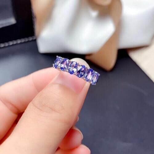Natural Tanzanite Ring for Women Party 3x5mm Fine Jewelry High Quality Low Price with Certificate S925 Sterling Silver