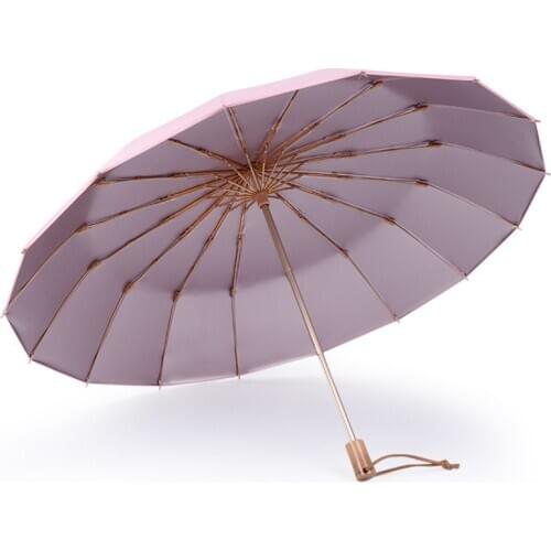 16K Umbrella Three Folding UV Protection Female Umbrella Color Coating Sunny Rainy Dual-use Women Umbrella Windproof Umbrella