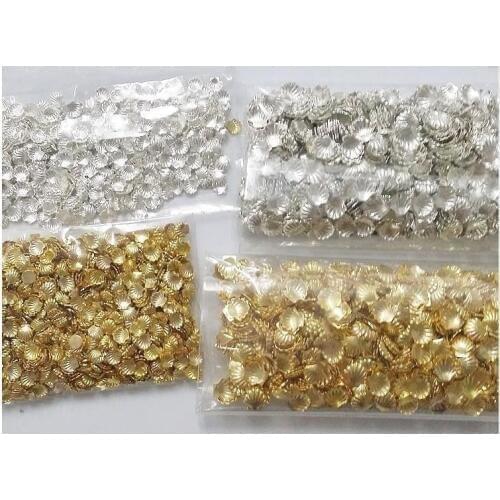 1000pcs Gold/Silver Color Shell Design 3D Charms Nail Art Copper Rivet Studs 3mm/5mm 2sizes Rhinestones Decorations For Nail sea