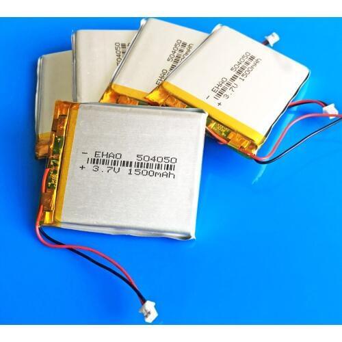 5pcs 504050 JST 1.25mm 2pin 3.7V 1500mAh Rechargeable battery lipo Lithium polymer for MP3 GPS DVD bluetooth camera speaker PSP
