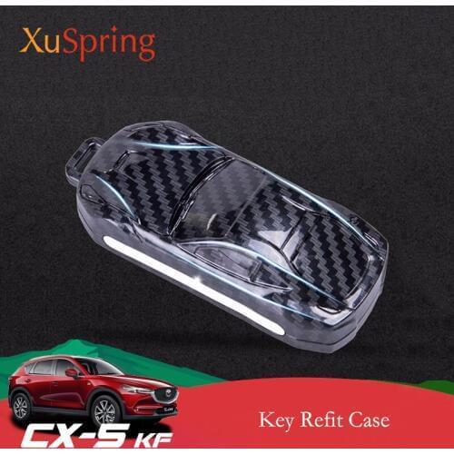 Car Smart Key Case Shell Key Wallet Protective Cover Carbon Fiber For Mazda 3 BM BN 6 GJ1 GL CX-3 CX-4 CX-5 Axela Atenza