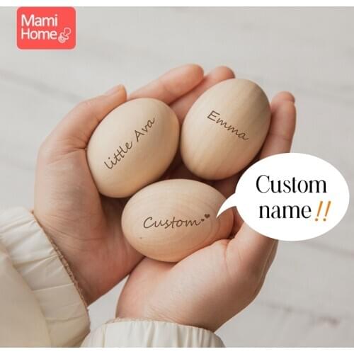63Mm 20Pcs Large Wooden Egg Toy Shape Custom Logo DIY Unfinished Painting Wood Egg Creative Easter Egg Food Kitchen For Children