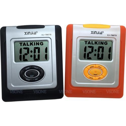Spanish Talking LCD Digital Alarm Clock for Blind or Low Vision, Orange Color or Black Color