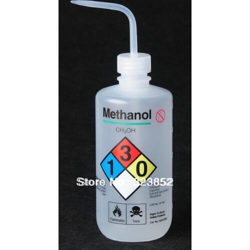 Lab Safety Wash Bottle Label Marked LDPE 500ml Methanol --Single
