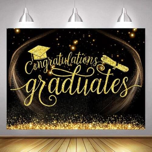 Doctoral Cap Black Gold Background Students Graduation Season Party Scene Decoration Studio Photography Special Photo Cloth