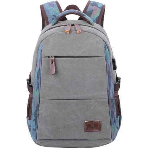 Women External USB Charge Backpack Canvas Backpack Men Male Mochila Escolar Girls Laptop Backpack School Bags Backpack for teens
