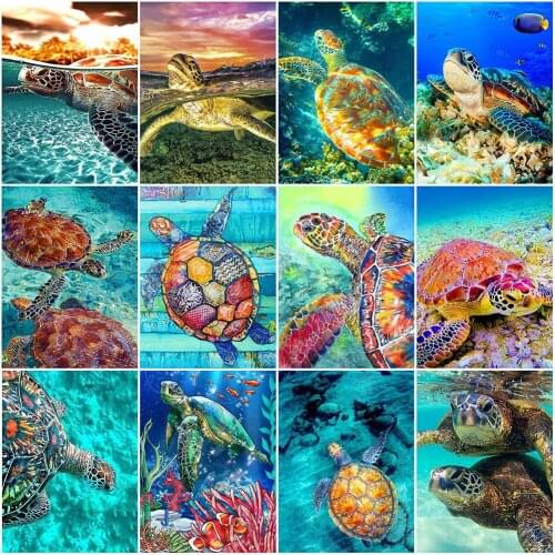 HUACAN Diamond Painting Tortoise Full Square Street Cross Stitch Diamond Embroidery Animal Turtle Picture Rhinestones Home Decor