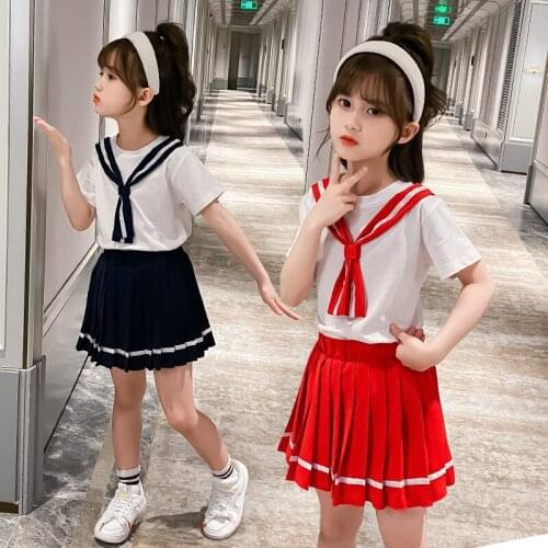 Girl Clothing Sets Summer Kids Back To School Outfits Preppy Style 2pcs Bow Tops+ Pleated Skirt Suit Kids Toddler Girl Clothes