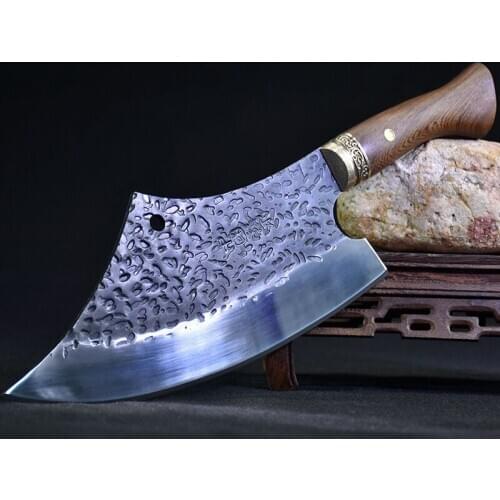 Longquan hand forged kitchen knife chopping big bone knife revintage chopping bone knife durable knife ghost hand made