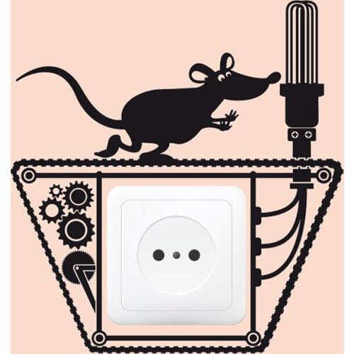 Creative mice Art Switch Sticker Living room Bedroom Decorative Wall Stickers Vinyl Waterproof Murals JG1421