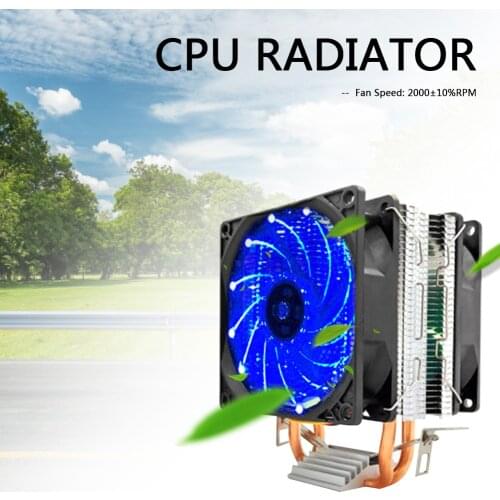 Desktop CPU Dual Cooling Fan 2 Heat Pipes Computer Cooler Radiator for Intel AMD Video Graphics Card Water Cooler Radiator