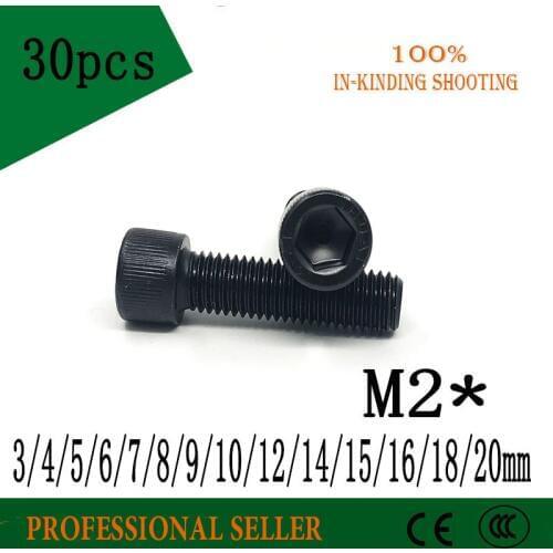 30Pcs M2 *3/4/5/6/7/8/9/10/12/14/15/16/18/20 DIN912 grade 12.9 Alloy Black Steel Hexagon Socket Head Cap Furniture Screws