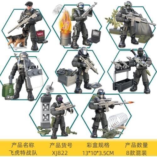 Mega Bloks Modern Military Flying Tiger Task Force Special Service Warfare Troop Police Soldier SDLI Figures Model Blocks Toys